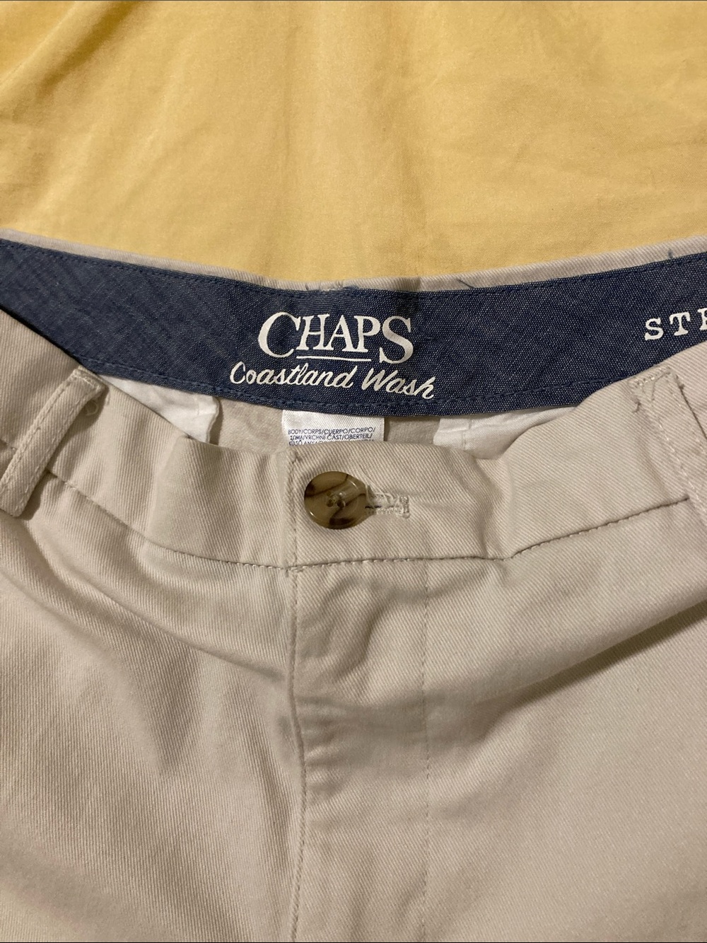 Chaps Men’s Khaki Straight Chinos in Beige with Navy Waistband